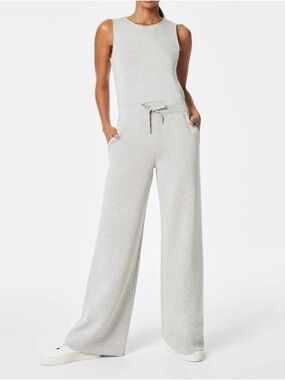SPANX AirEssentials Wide Leg Jumpsuit Heather Gray Size Small